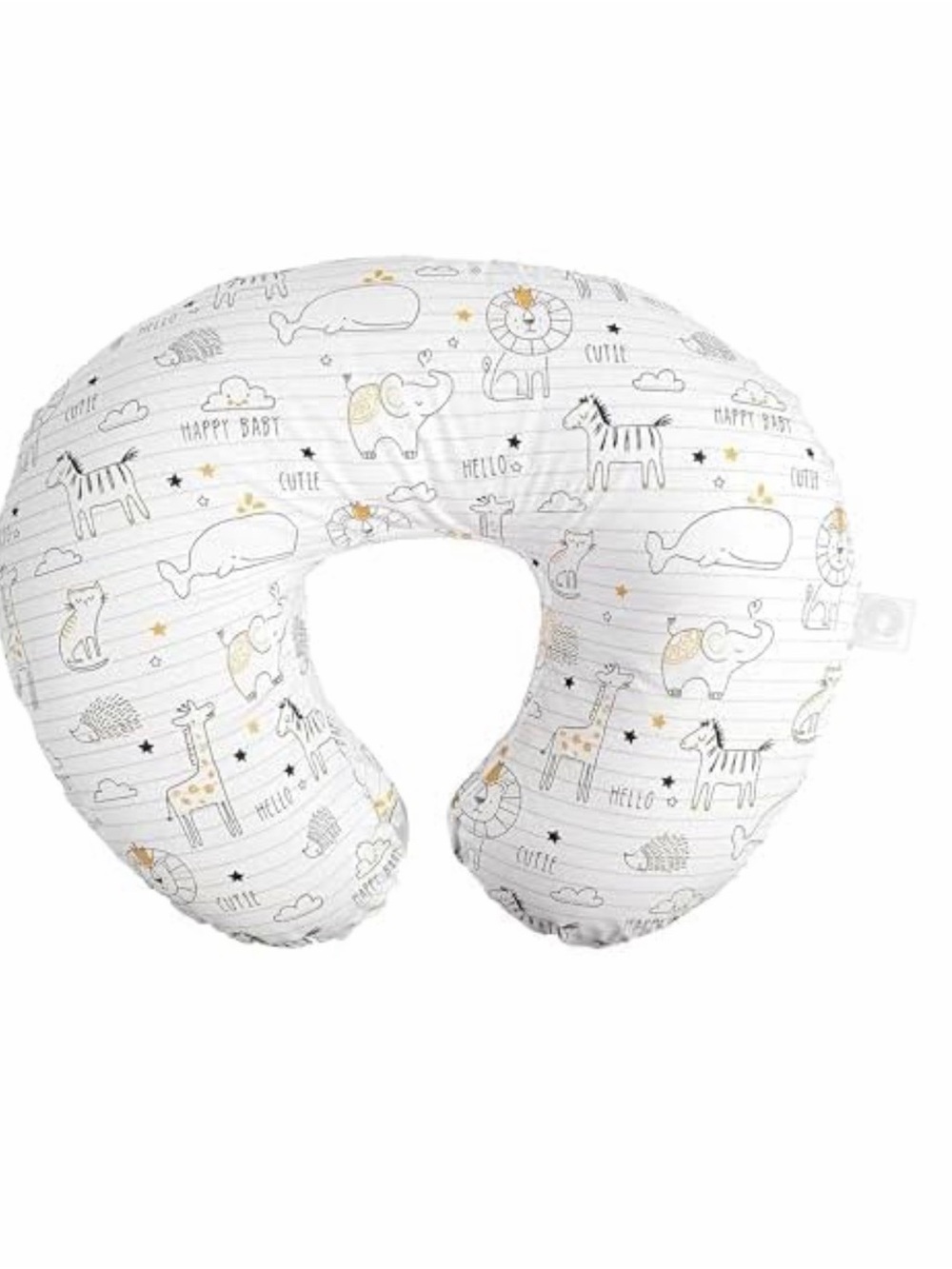 Nursing Support Pillow in White with Animal Print